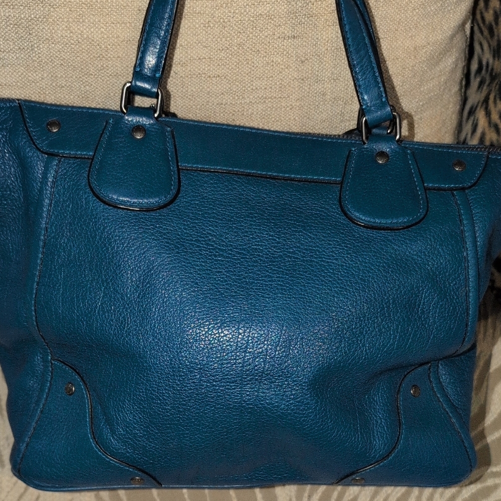 Coach Mickie Satchel In Blue Pebble Leather 2 Ways To Carry - Picture 10 of 16